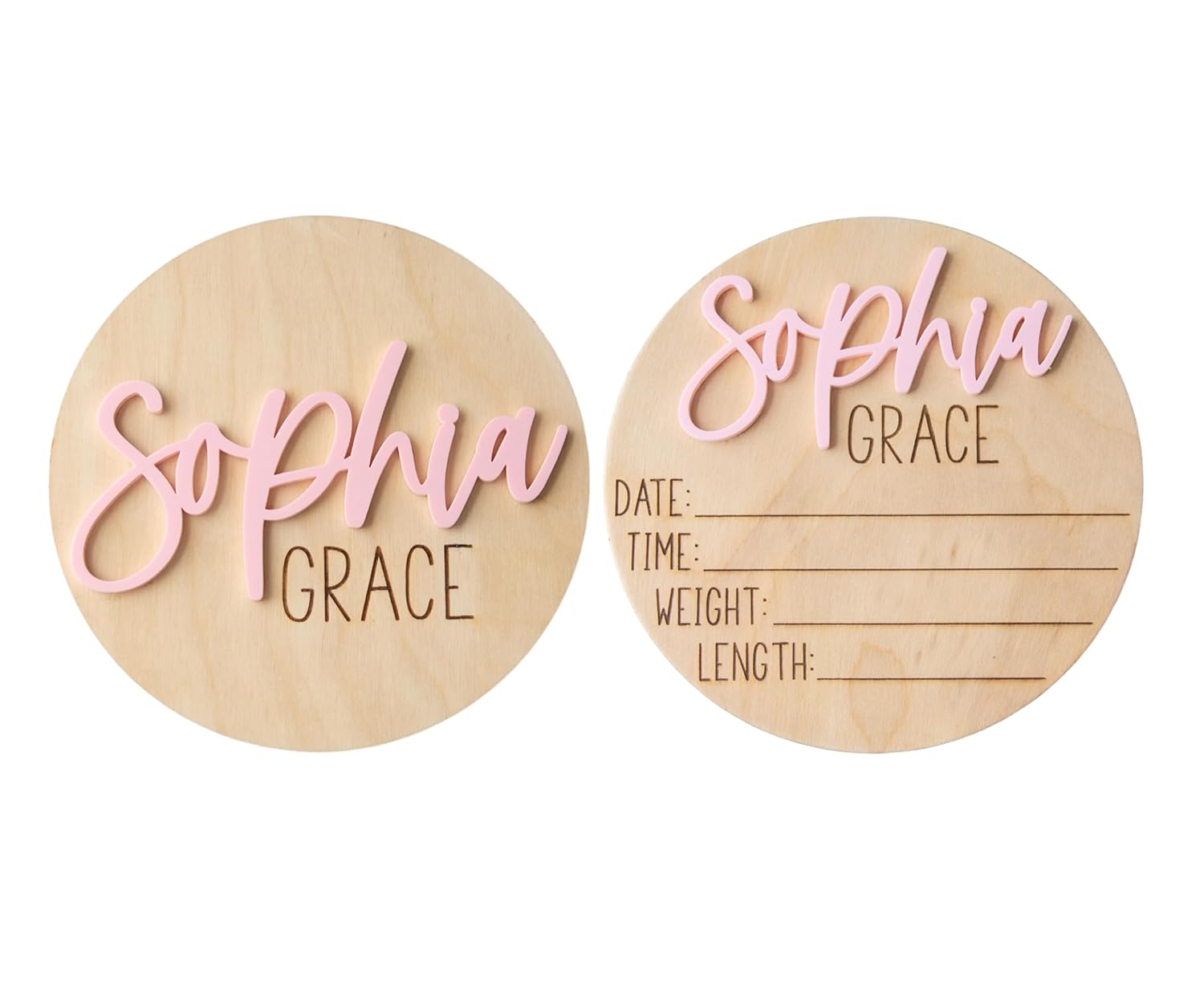 Personalized Newborn Announcement Sign - Double Sided Wooden Birth Sign
