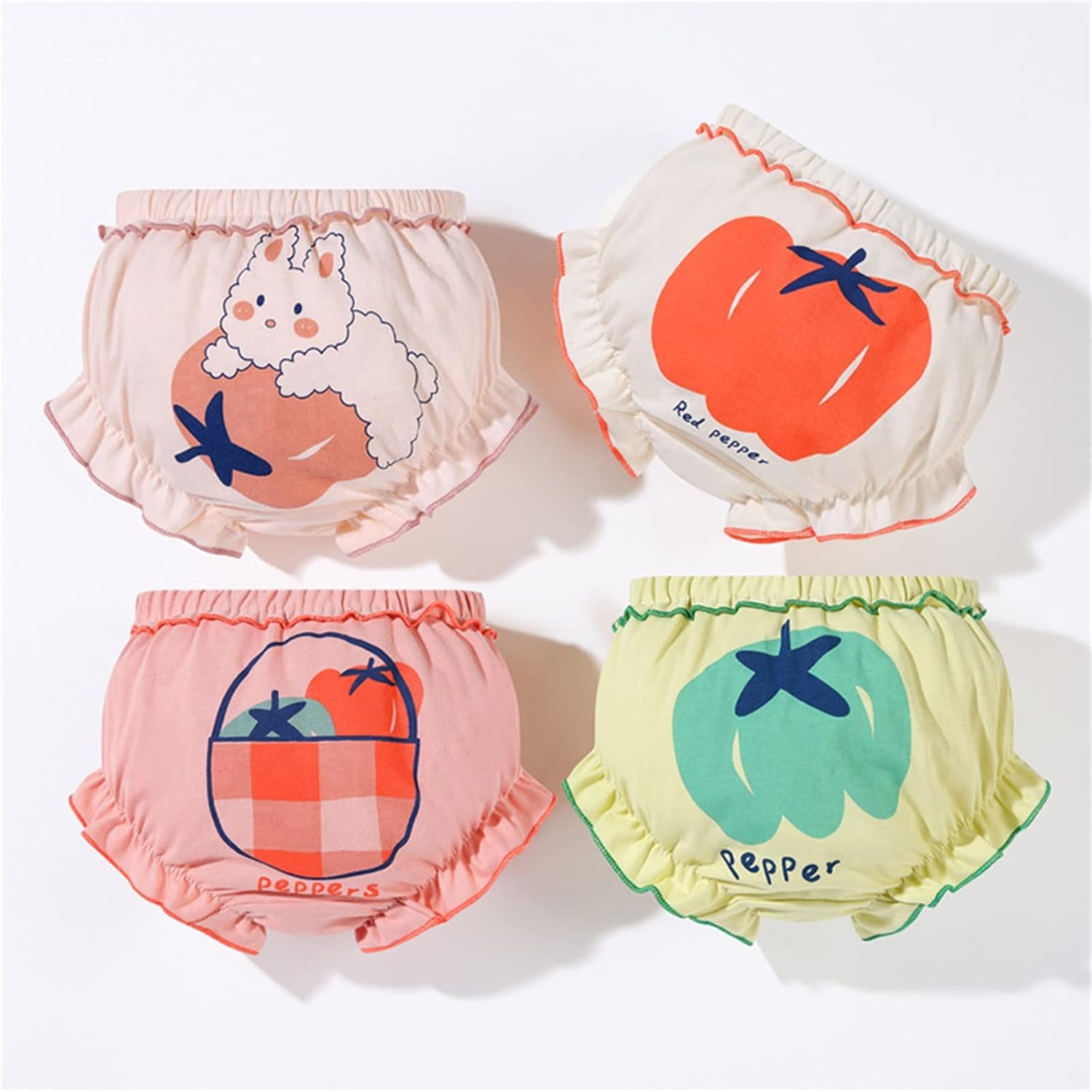 Baby Ruffle Bloomers 4-Pack - Soft Breathable Skin-Friendly