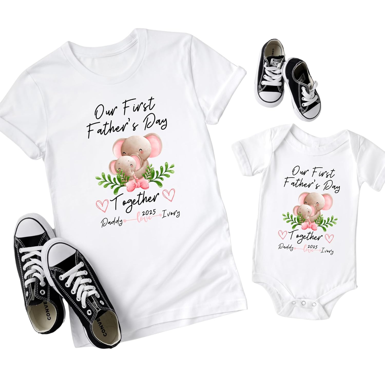 Our First Fathers Day Personalized Matching Shirts Set