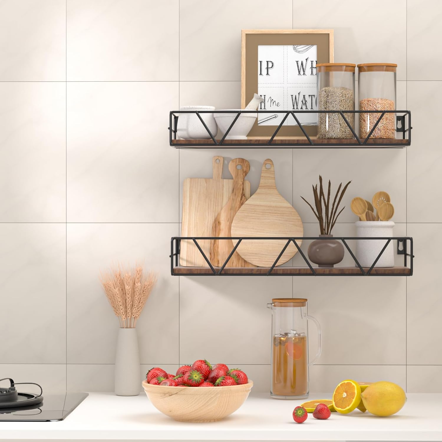 Amaoot Floating Shelves Set of 3 - Black