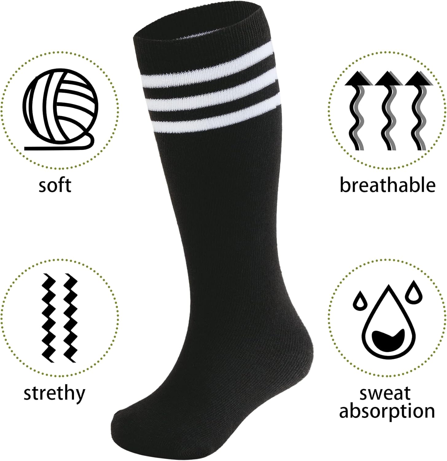 Zando Kids Soccer Baseball Football Softball Socks for 3-12 Years