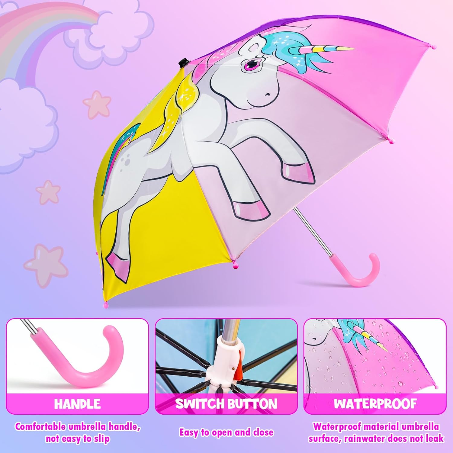 EAONE Kids Umbrella with J Handle and Whistle