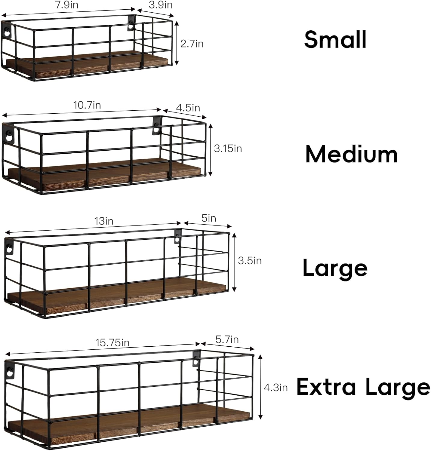 Fixwal Floating Shelves 4 Sets Wall Mounted Storage Shelves