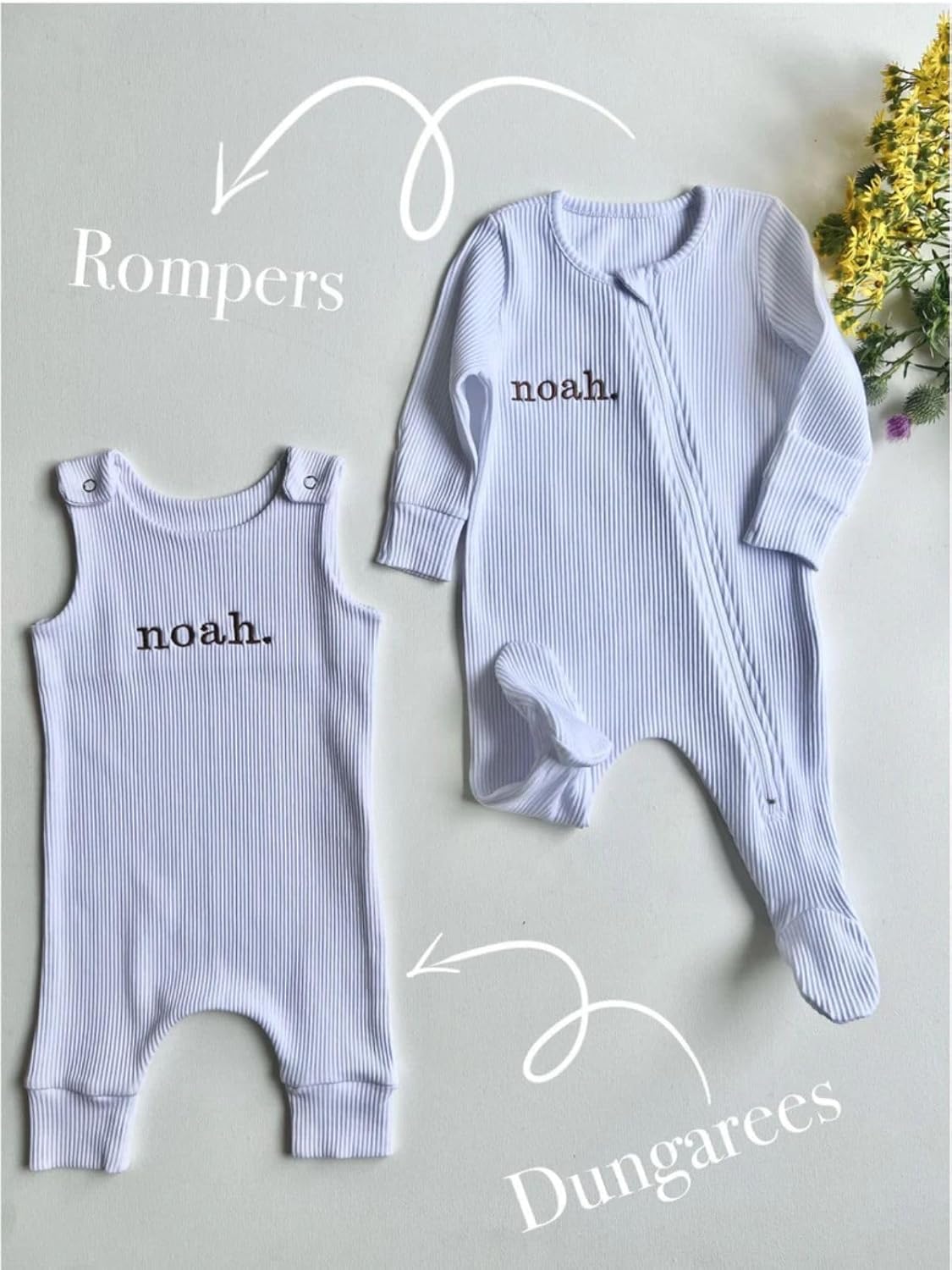Personalised Baby Zip Bodysuit with Name Initials