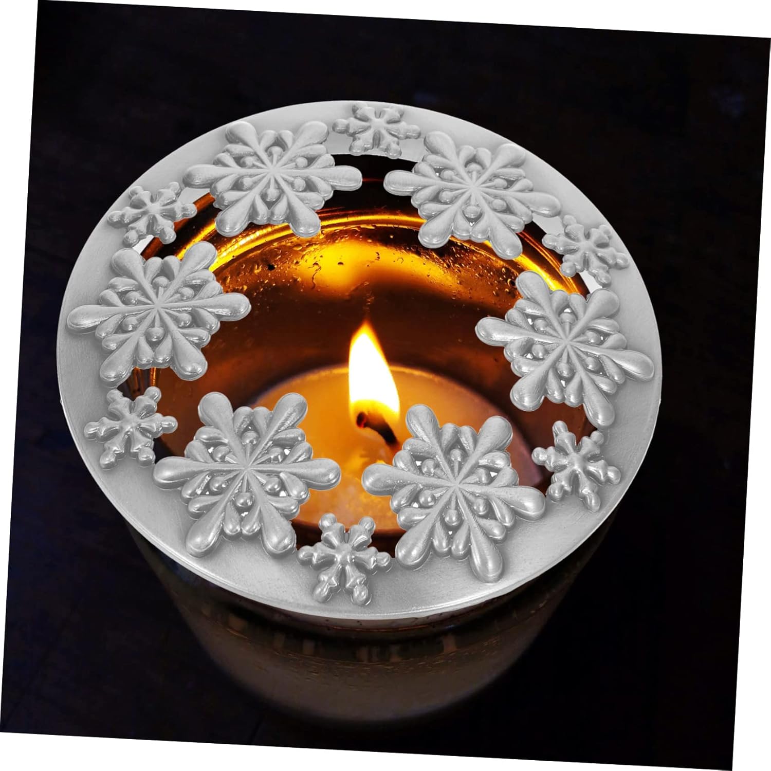 HOODANCOS Jar Candle Christmas Snowflake Topper 1