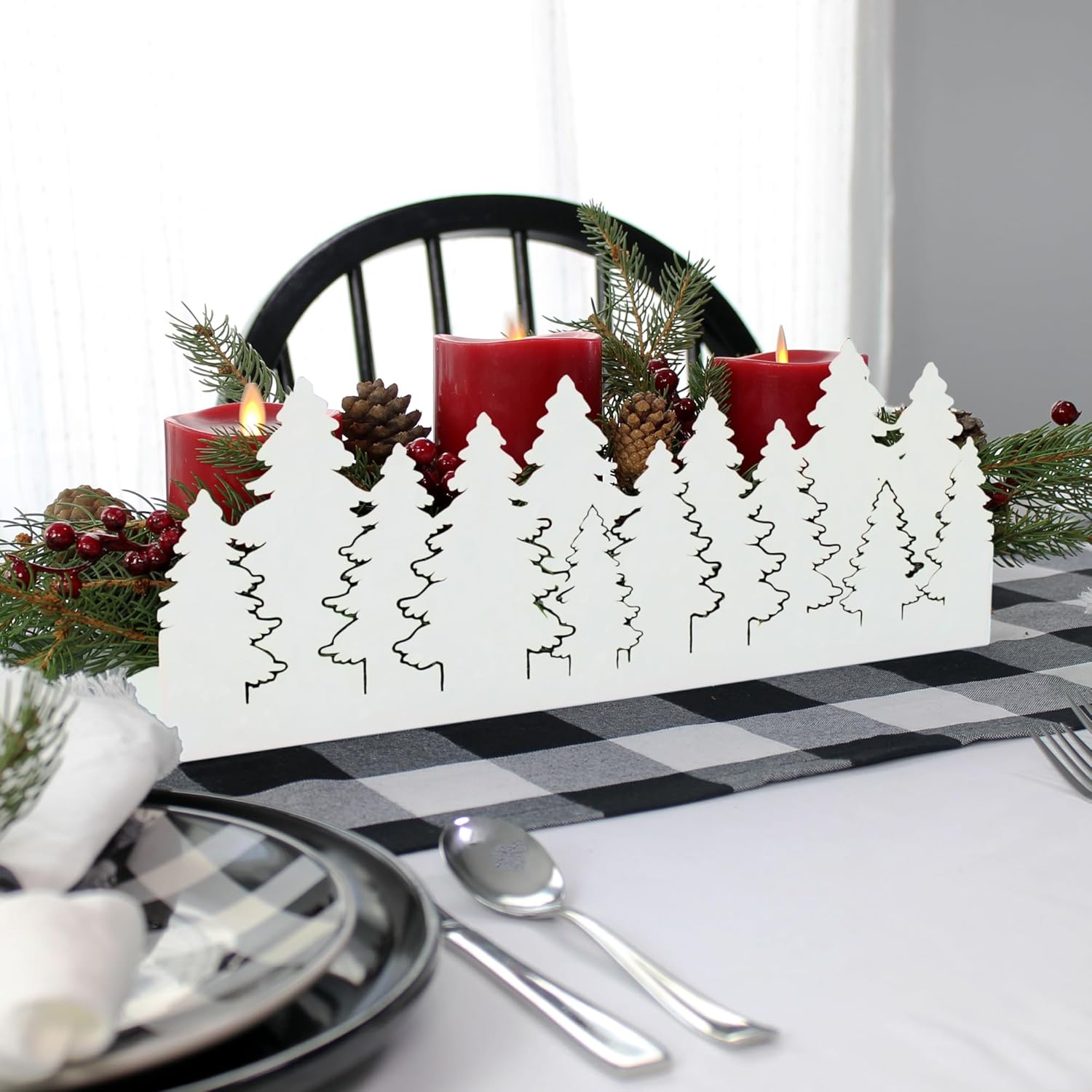 AuldHome Design Christmas Tree Galvanized Tray White
