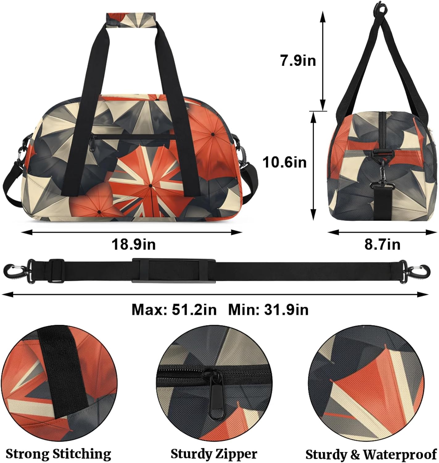 Pixframy Flag Gym Bag for Fitness Travel Sports