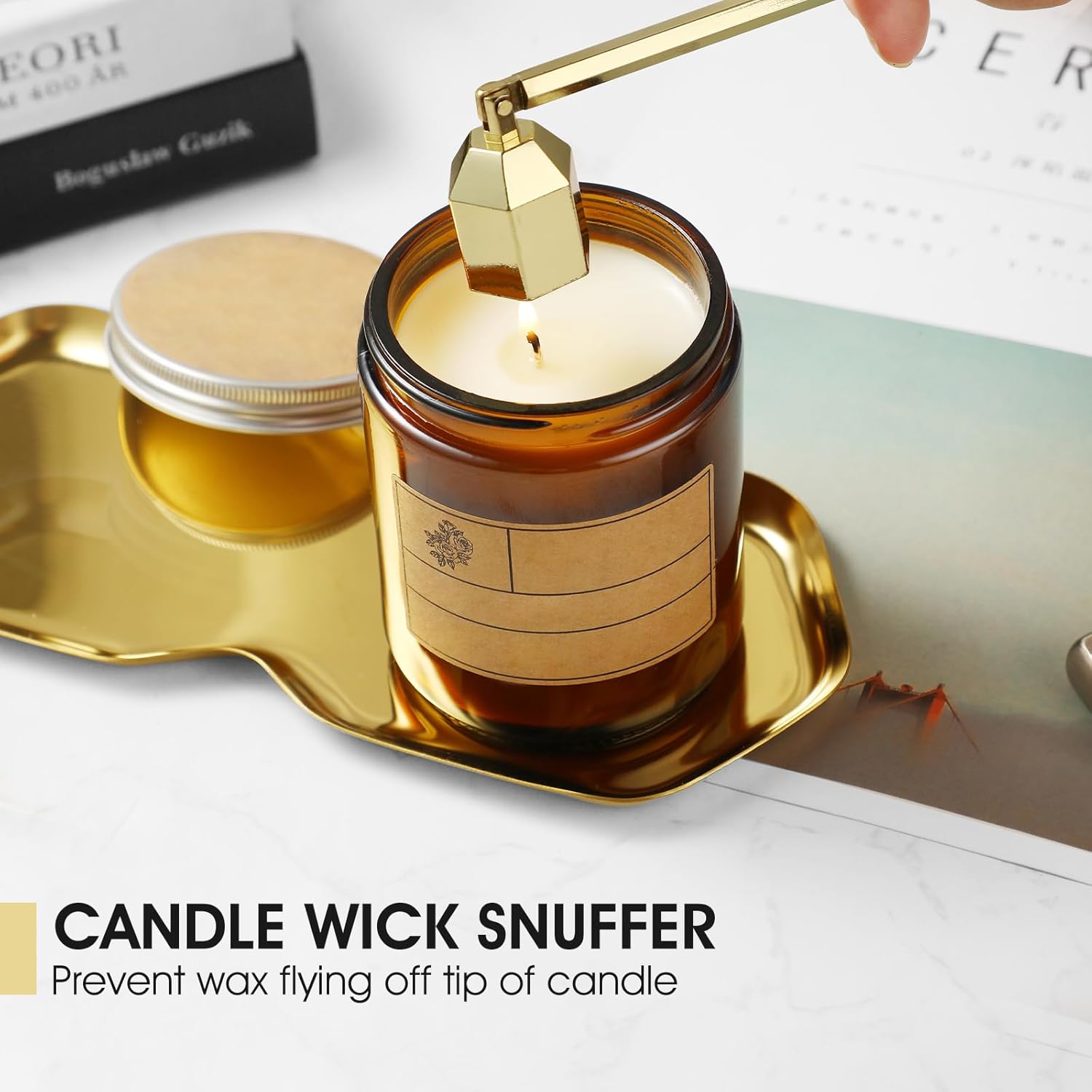 PATOISE 4 in 1 Candle Accessory Set Stainless Steel Gold