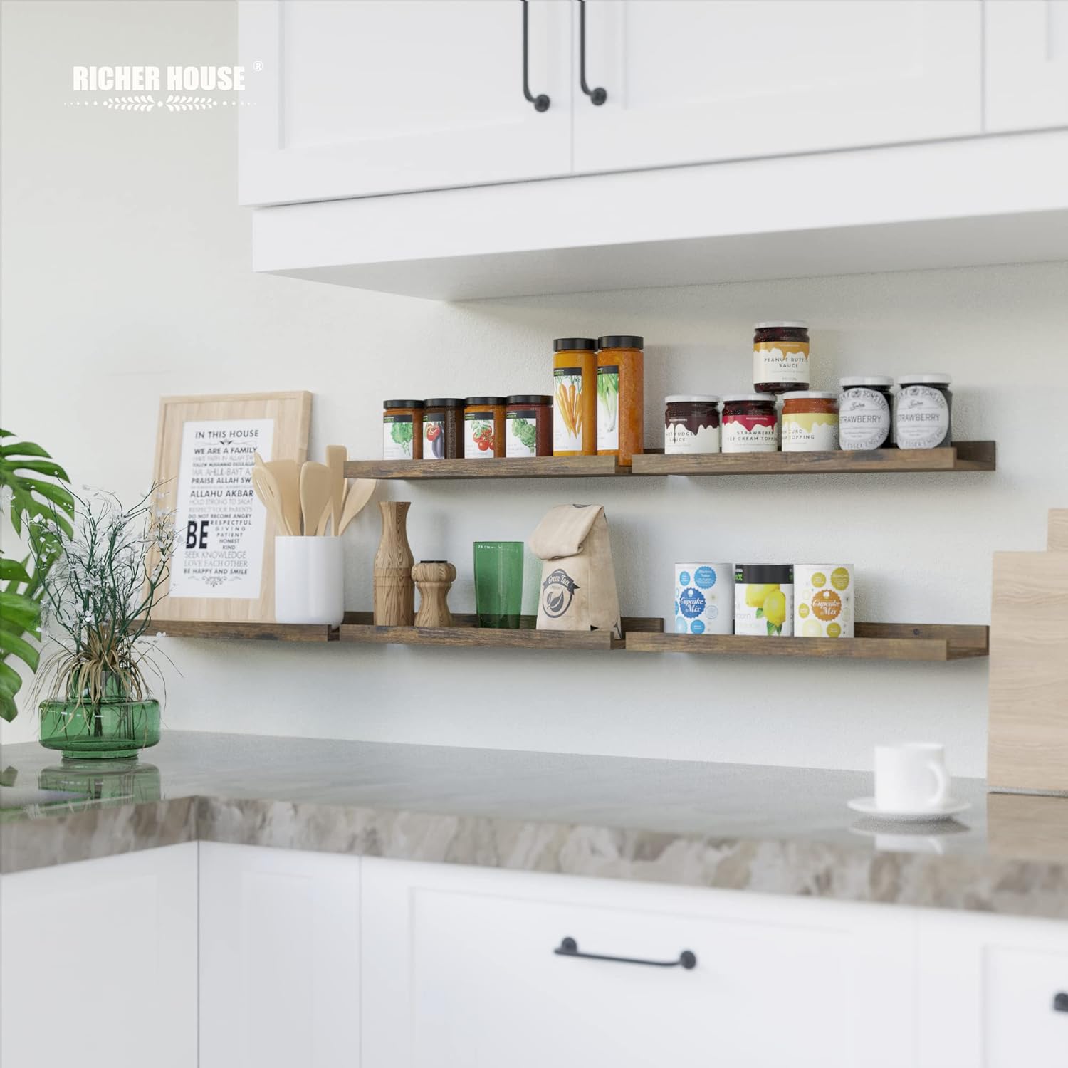 RICHER HOUSE 5 Piece Floating Shelves Brown