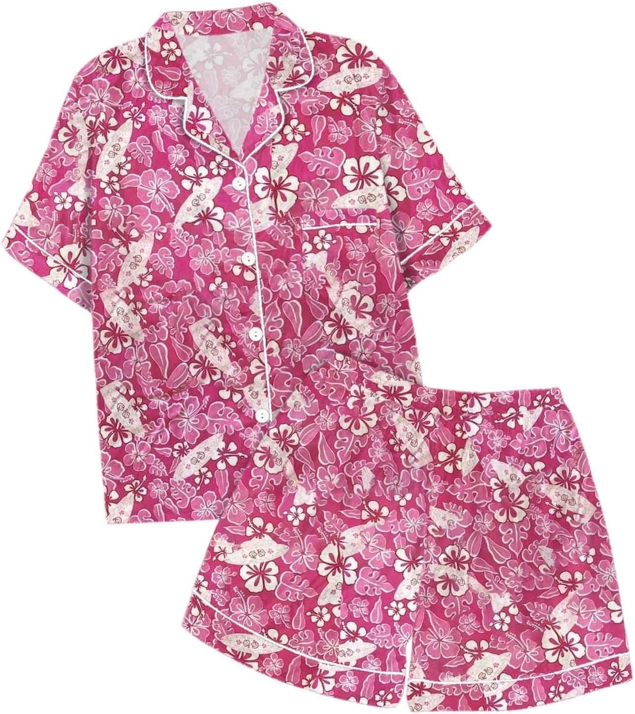 Cute Girls Floral Print 2-Piece Pajama Set