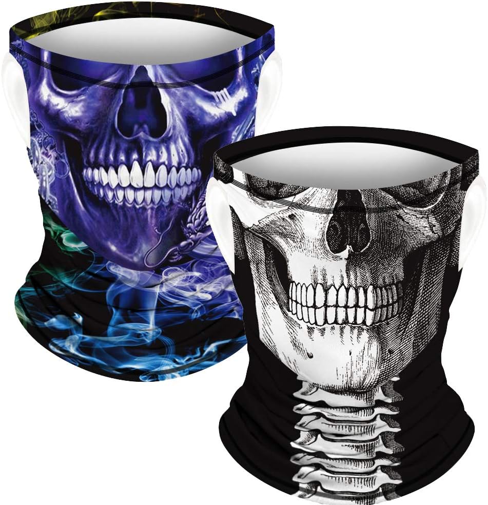 Ainuno 2 Pack Funny Printed Kids Neck Gaiters for 3-12 Years