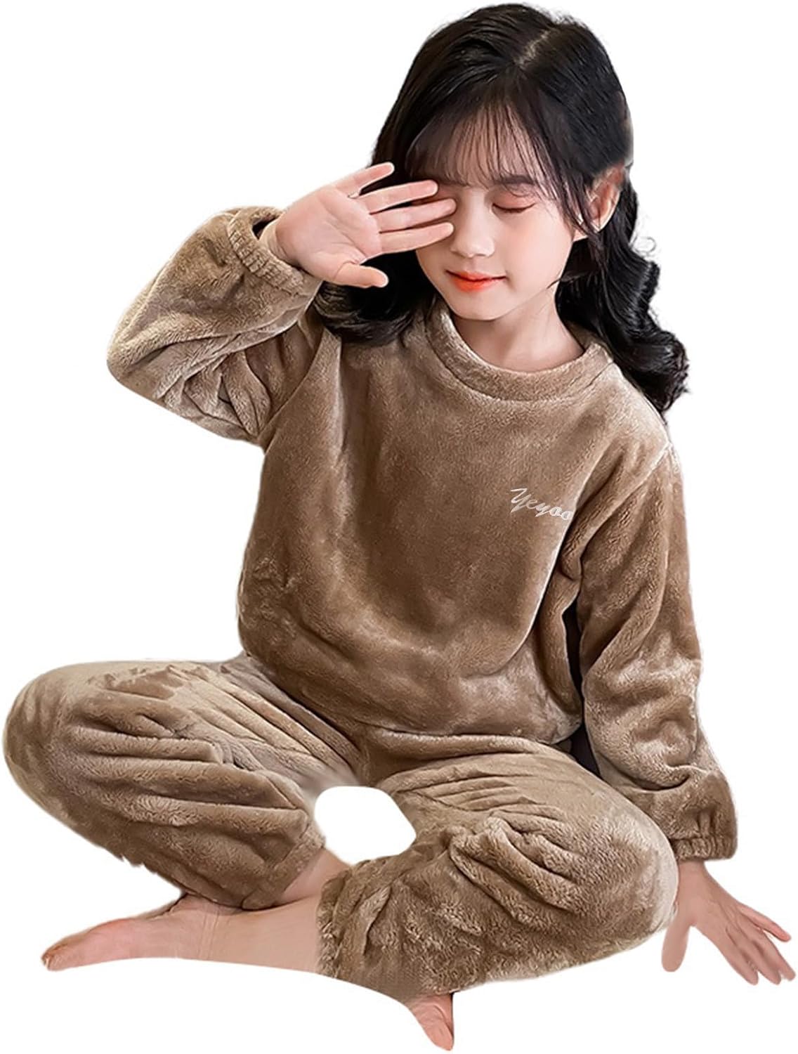 Winter Flannel Sweatshirt and Fuzzy Pants Set for Kids