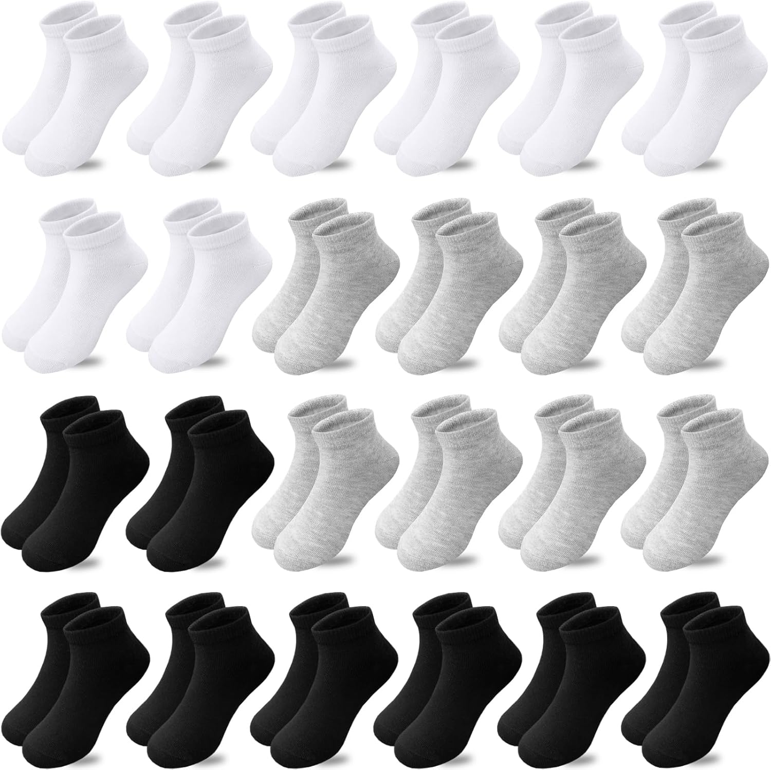 24 Pairs Kids Ankle Socks for Boys Girls
