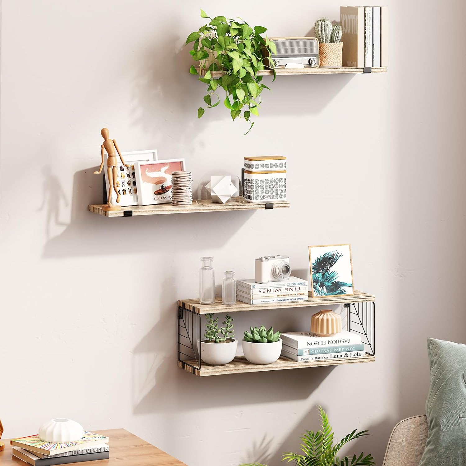 Fixwal 31 Tier Floating Shelves Over Toilet Storage Wood Unit Rustic Brown