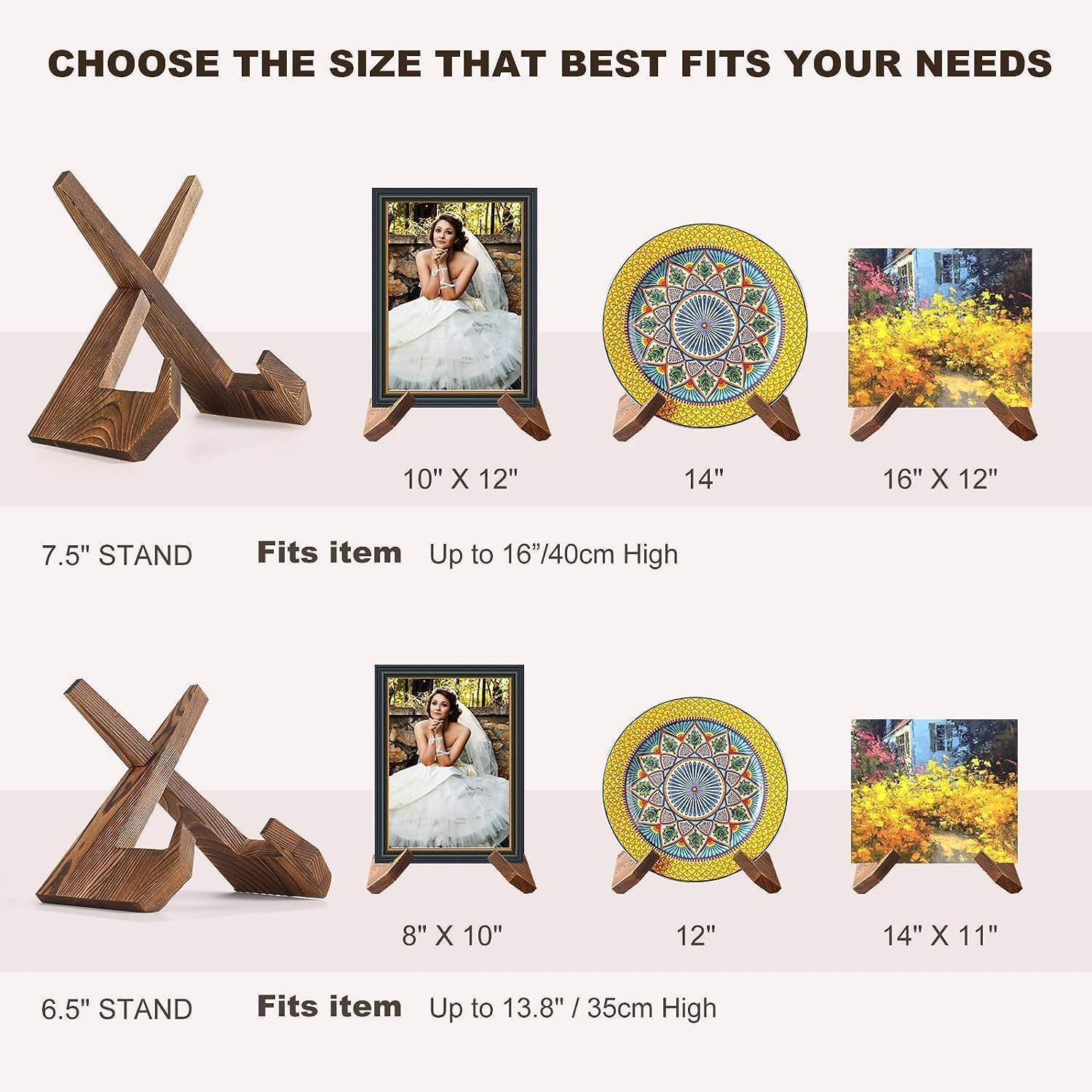 3 Pack Plate Stand Display - 65 Inch Wooden Easel Holder