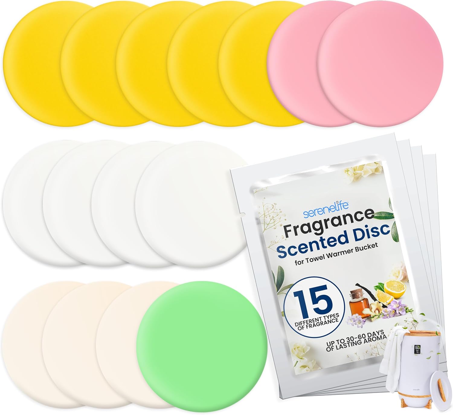 SereneLife Fragrance Discs - 15 Scent Options for Towel Warmer Bucket