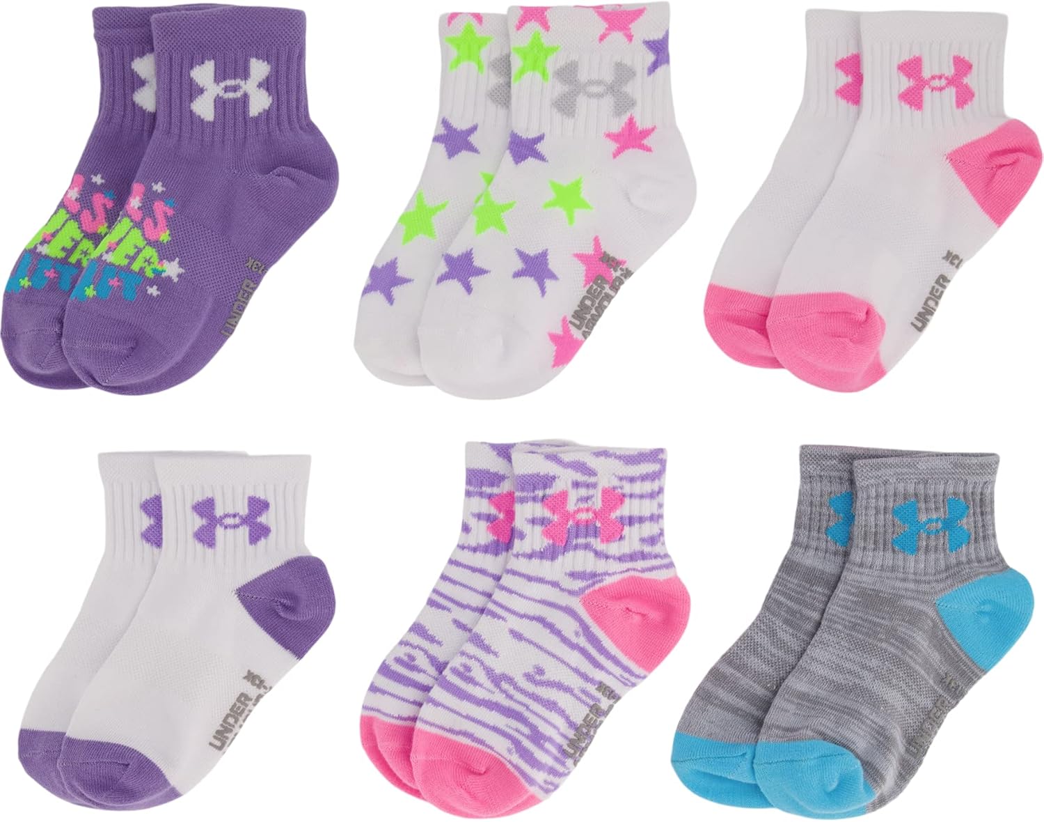 Under Armour Girls Multi Pack Quarter Sock