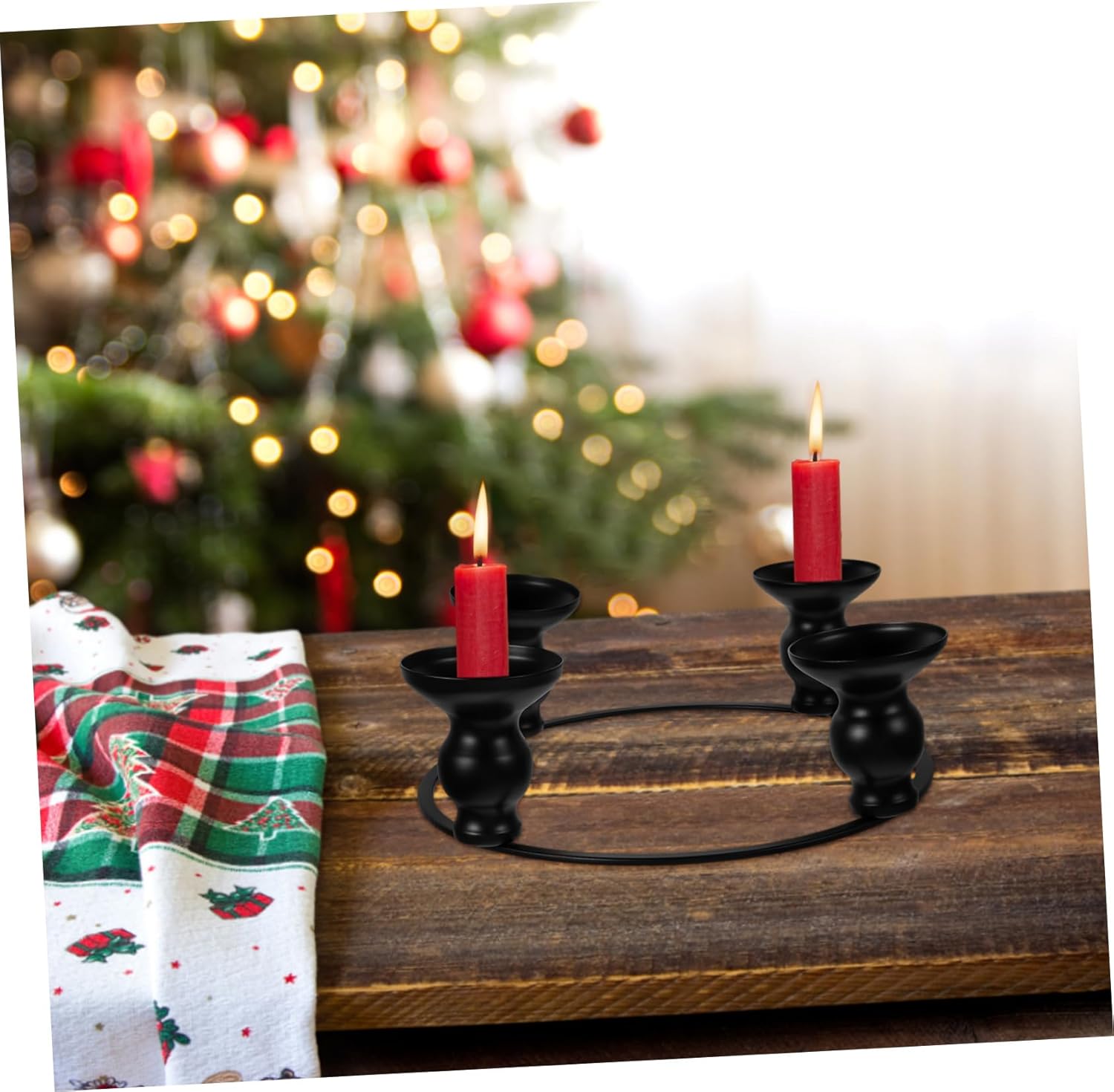 HOLIDYOYO Iron Black Candle Holder Ring