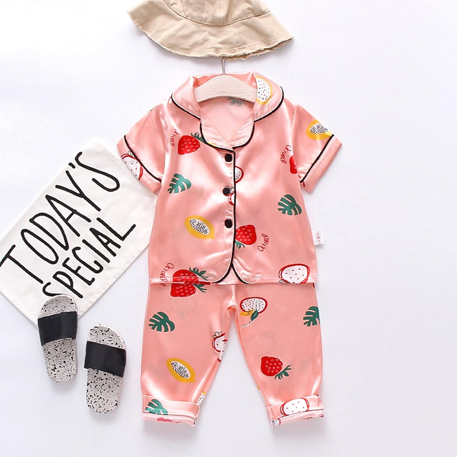 Toddler Strawberry Print 2PCS Sleepwear Set