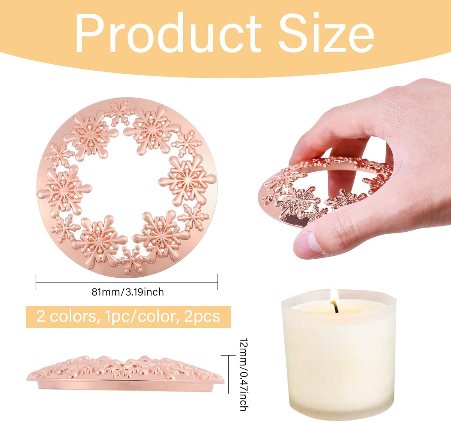 GLOBLELAND 2Pcs 3Inch Snowflake Candle Covers 1