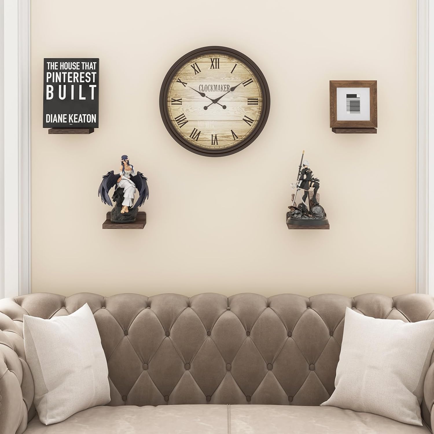 Fixwal Floating Wall Shelves Set of 4 5x5 Inches Dark Carbonized Black