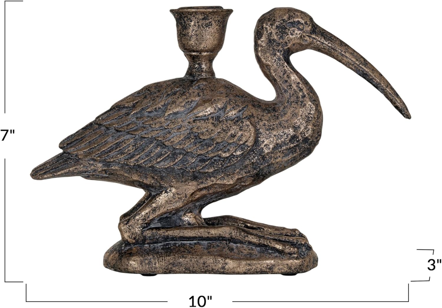 Creative Co-Op Decorative Resin Bird Taper Holder Distressed Gold
