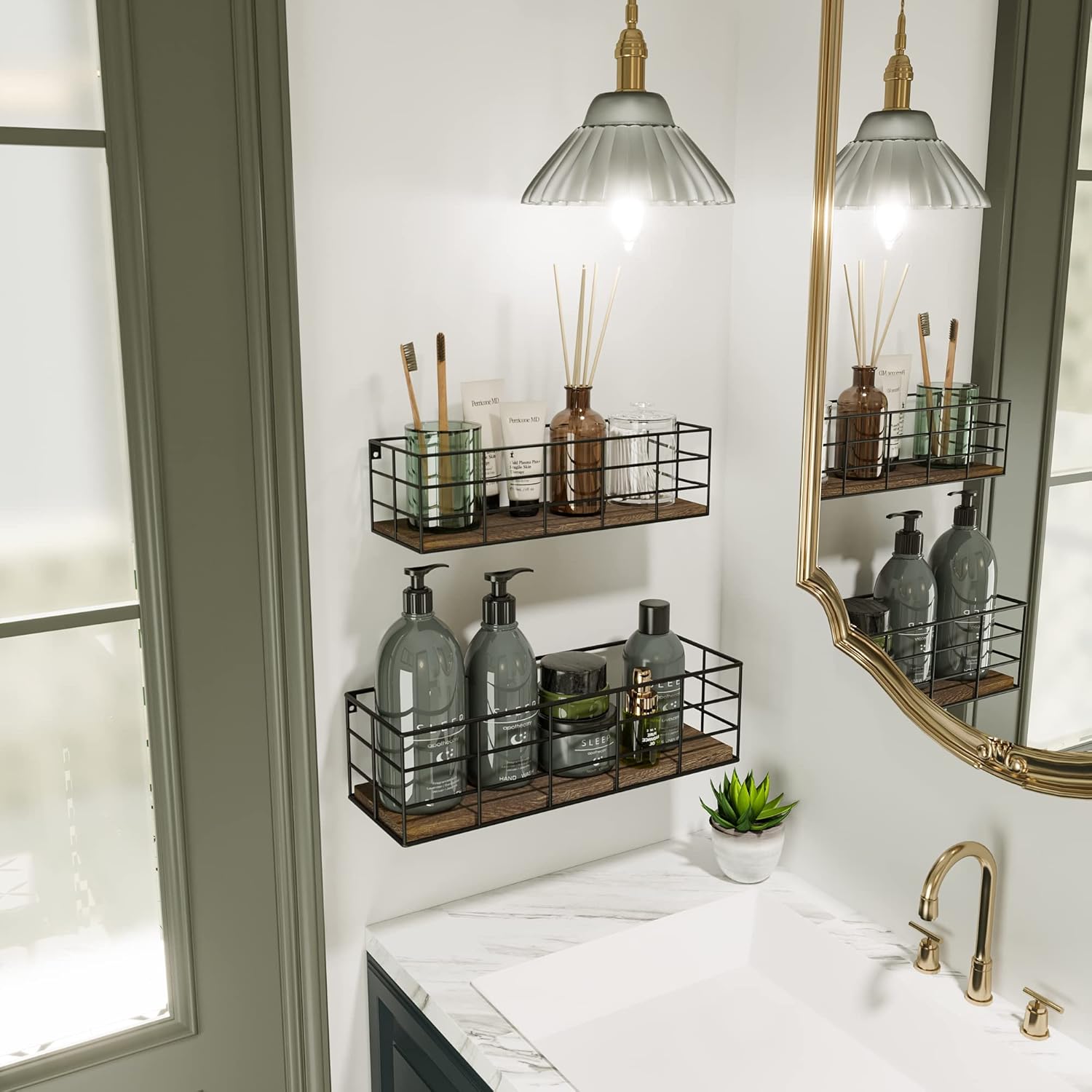 Fixwal Floating Shelves 4 Sets Wall Mounted Storage Shelves