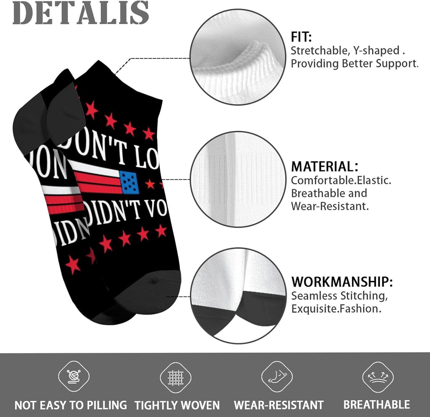 Dont Look At Me I Didnt Vote For Him Mens Casual Socks