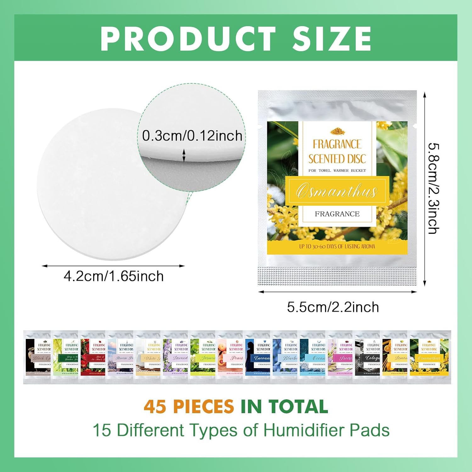 45 Pcs Fragrance Discs for Towel Warmers - 15 Unique Scents