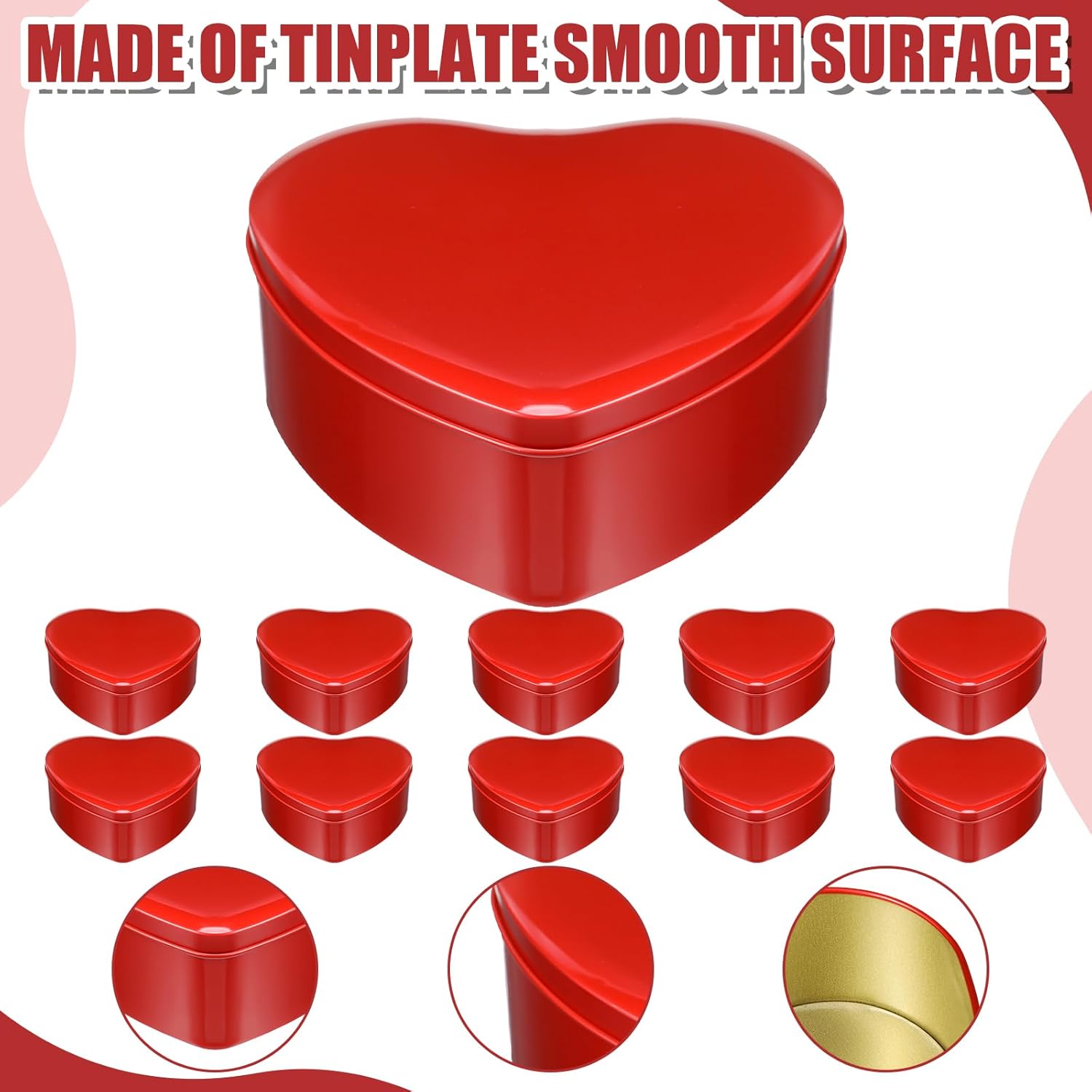 Blulu 36 Pcs Heart Shaped Metal Tins with Lids Red 1