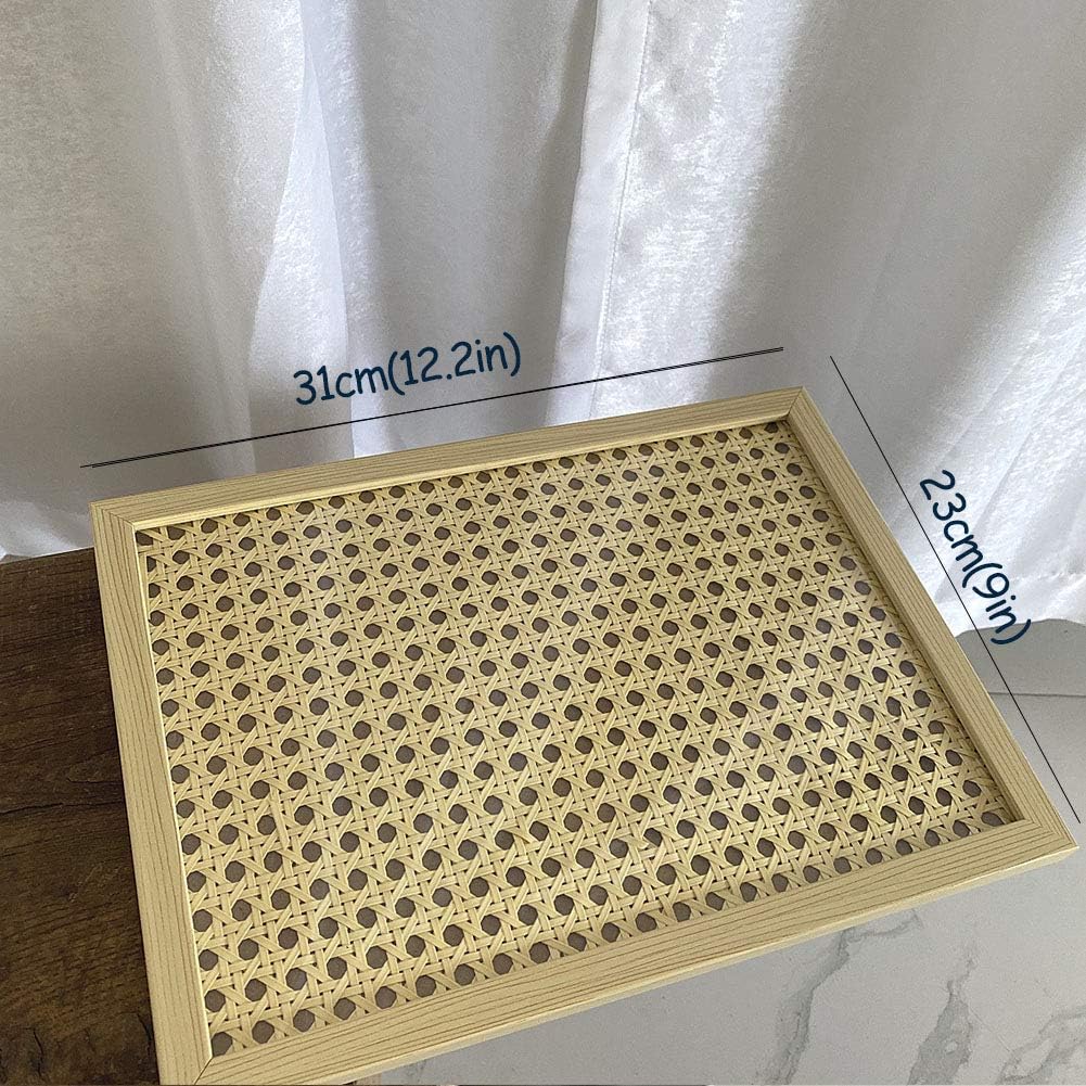 HQBL Rattan Woven Decorative Tray Storage Organizer