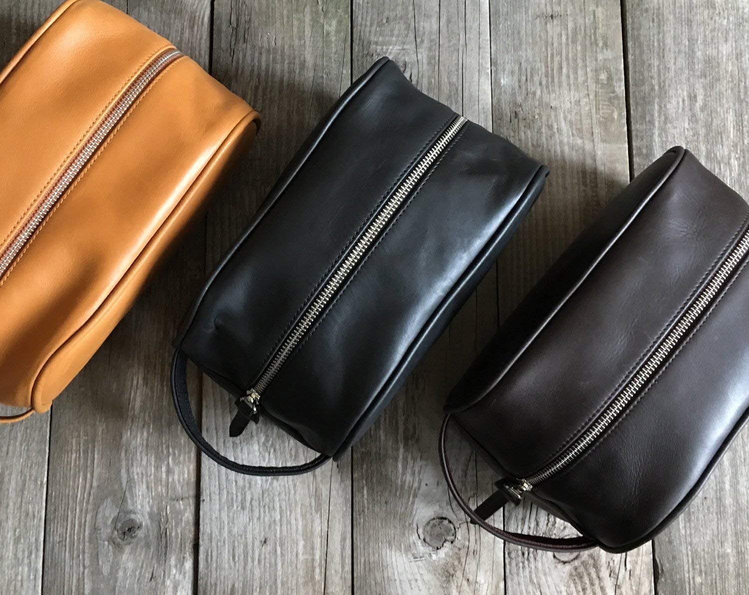 Leather Dopp Kit for Men Personalized Travel Organizer