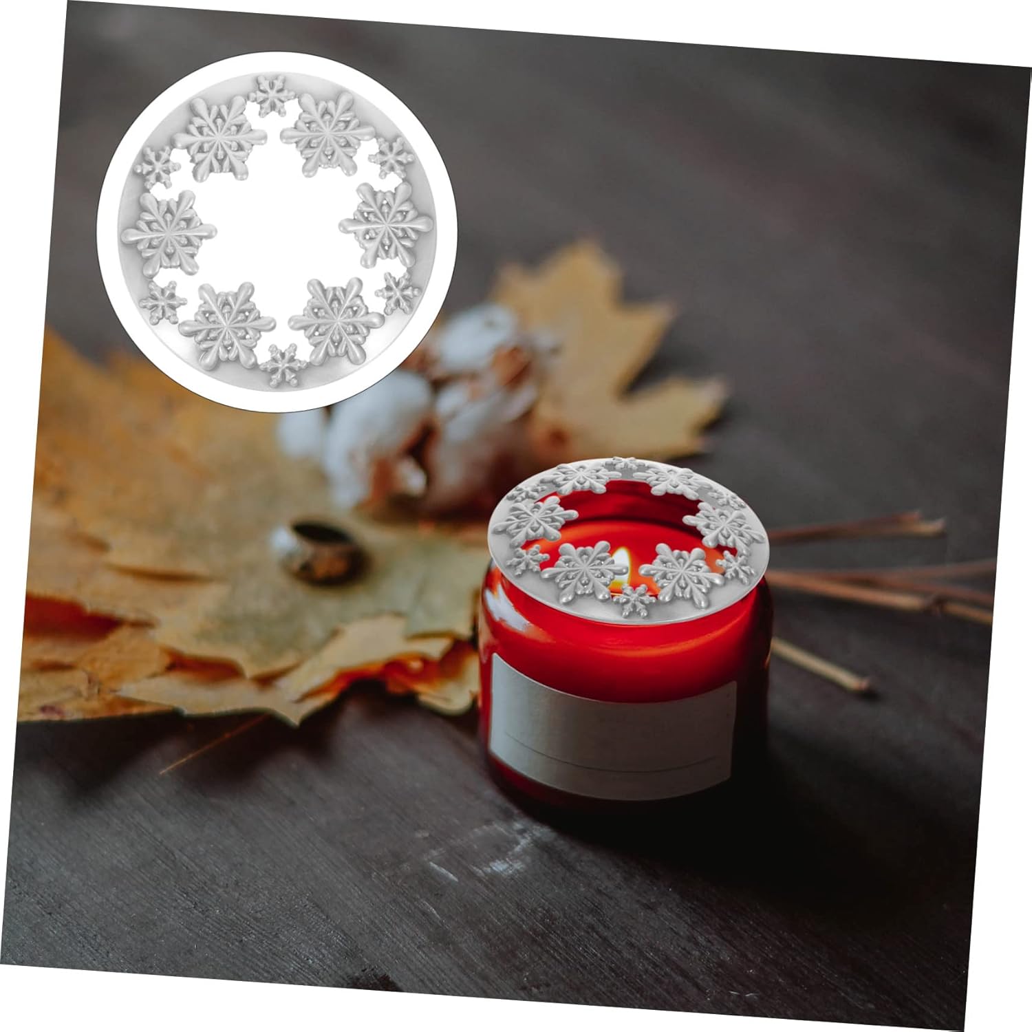 HOODANCOS Jar Candle Christmas Snowflake Topper 1
