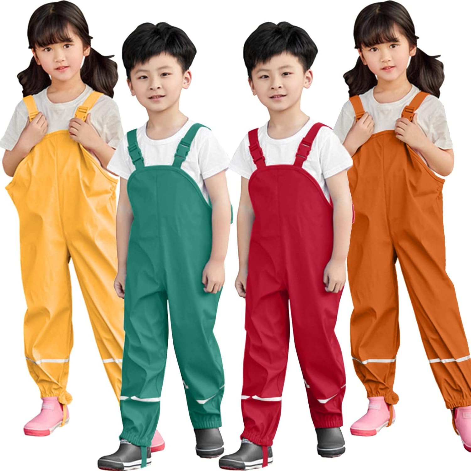 Waterproof Rain Pants for Kids with Hood and Elastic Straps