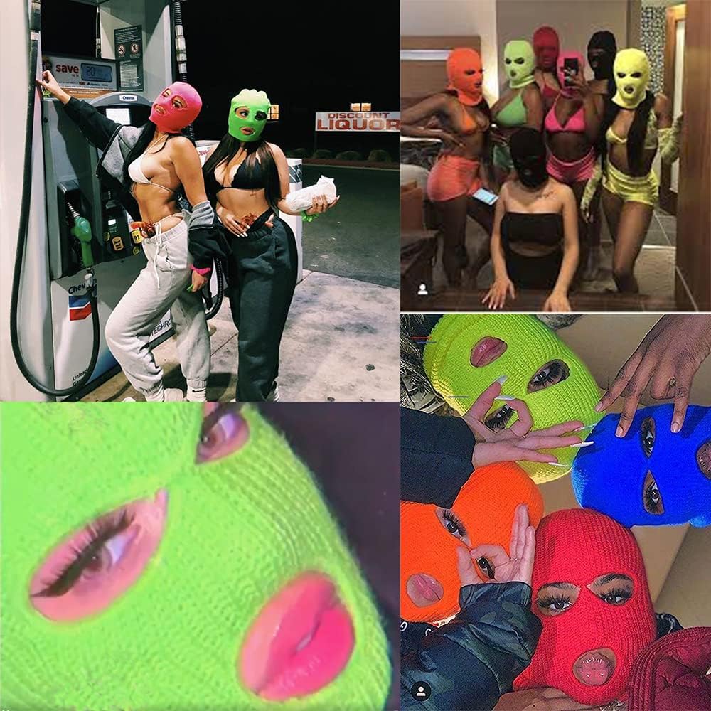 Tmflexe 2 Pieces 3-Hole Ski Mask Winter Balaclava Cap