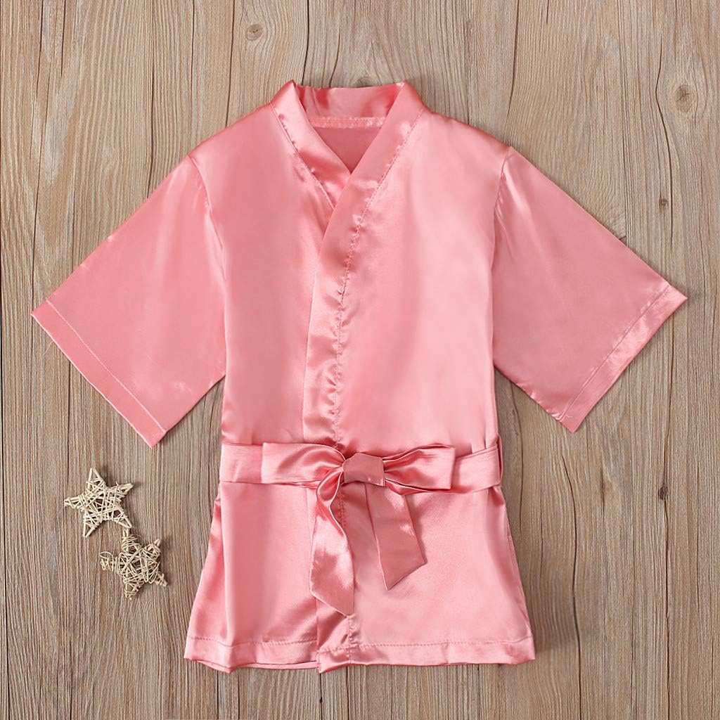 Soft Silky Satin Robes for Girls Kids Spa Wedding Pajamas Dress