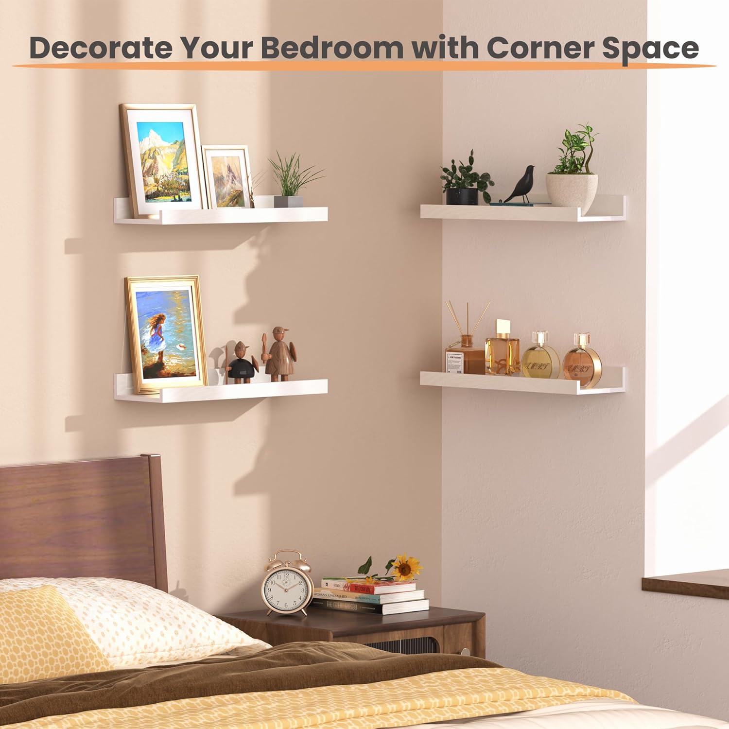 upsimples Floating Shelves Set of 6 White Wall Mounted Decor