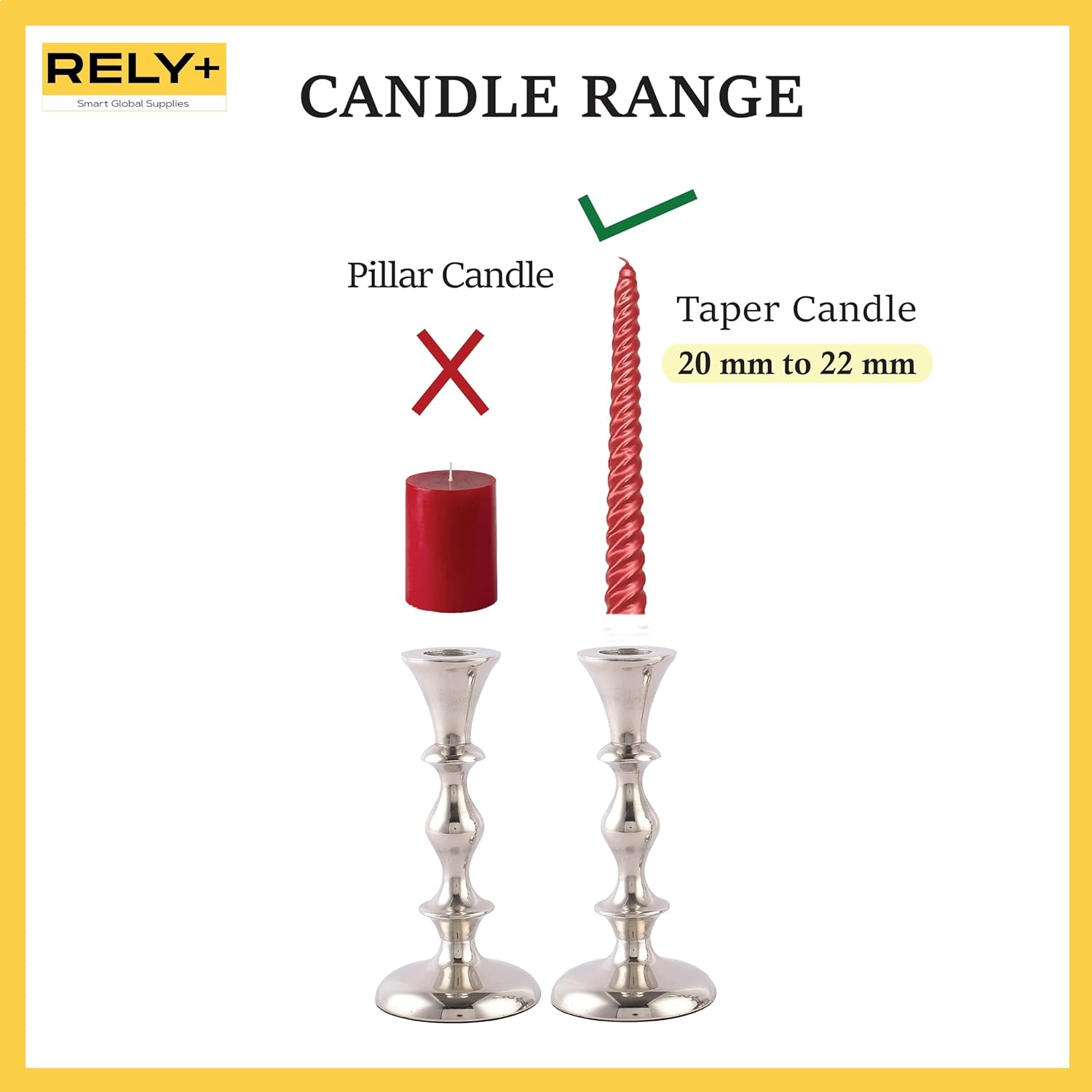 RELY Silver Candle Holder Set of 2