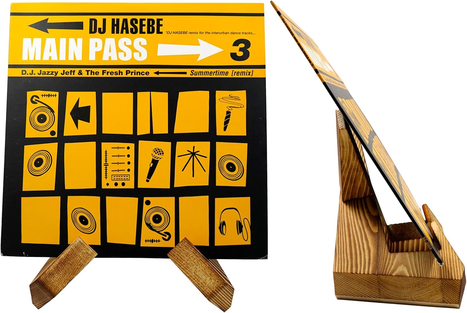 Wooden Vinyl Record Display Stand for Photos Cookbooks Plates