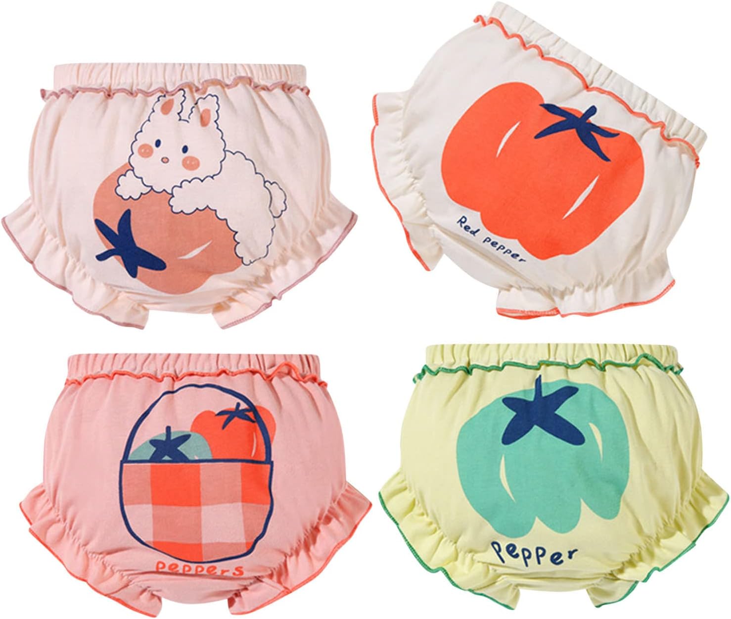 Baby Ruffle Bloomers 4-Pack - Soft Breathable Skin-Friendly