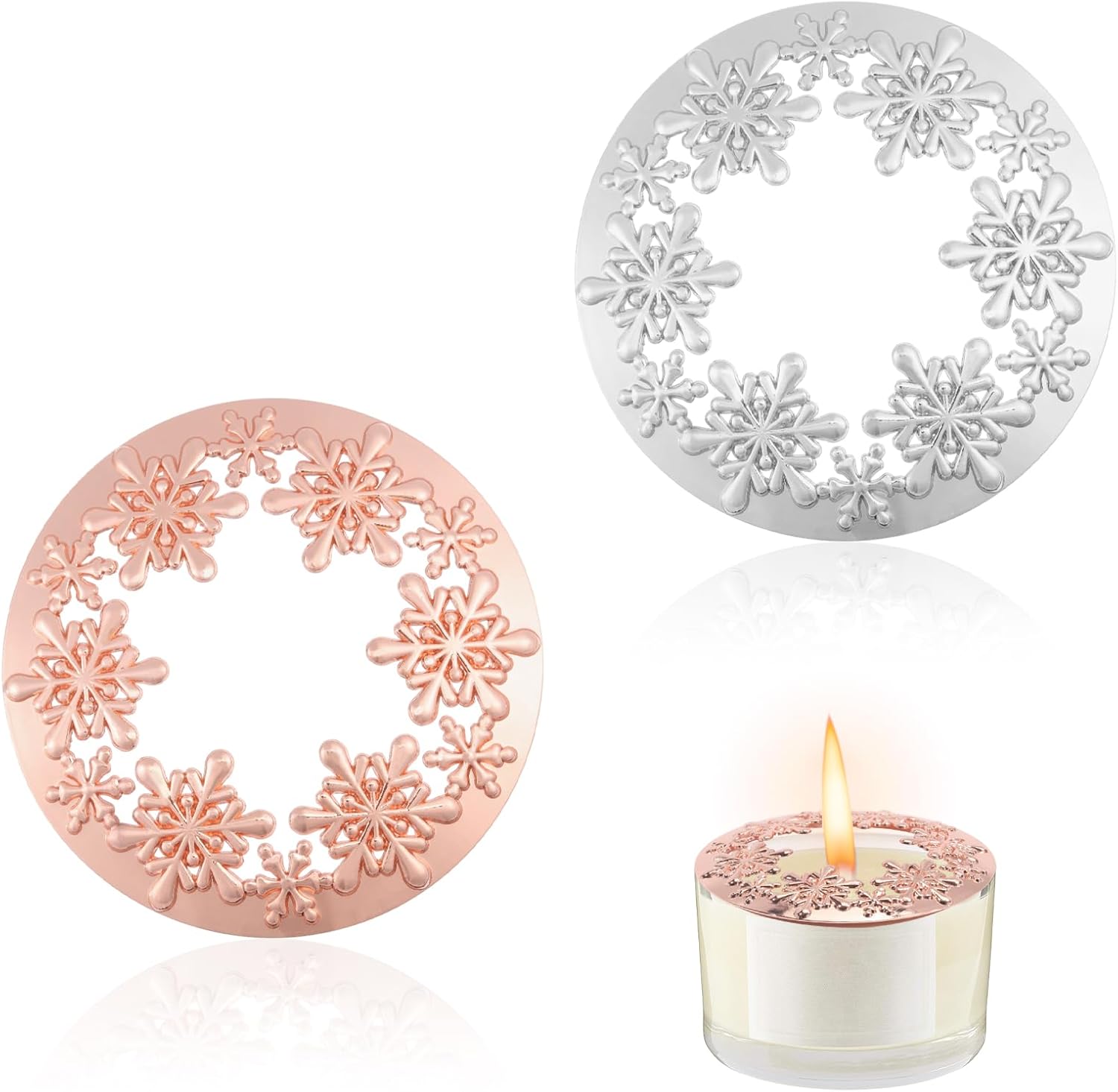 GLOBLELAND 2Pcs 3Inch Snowflake Candle Covers 1