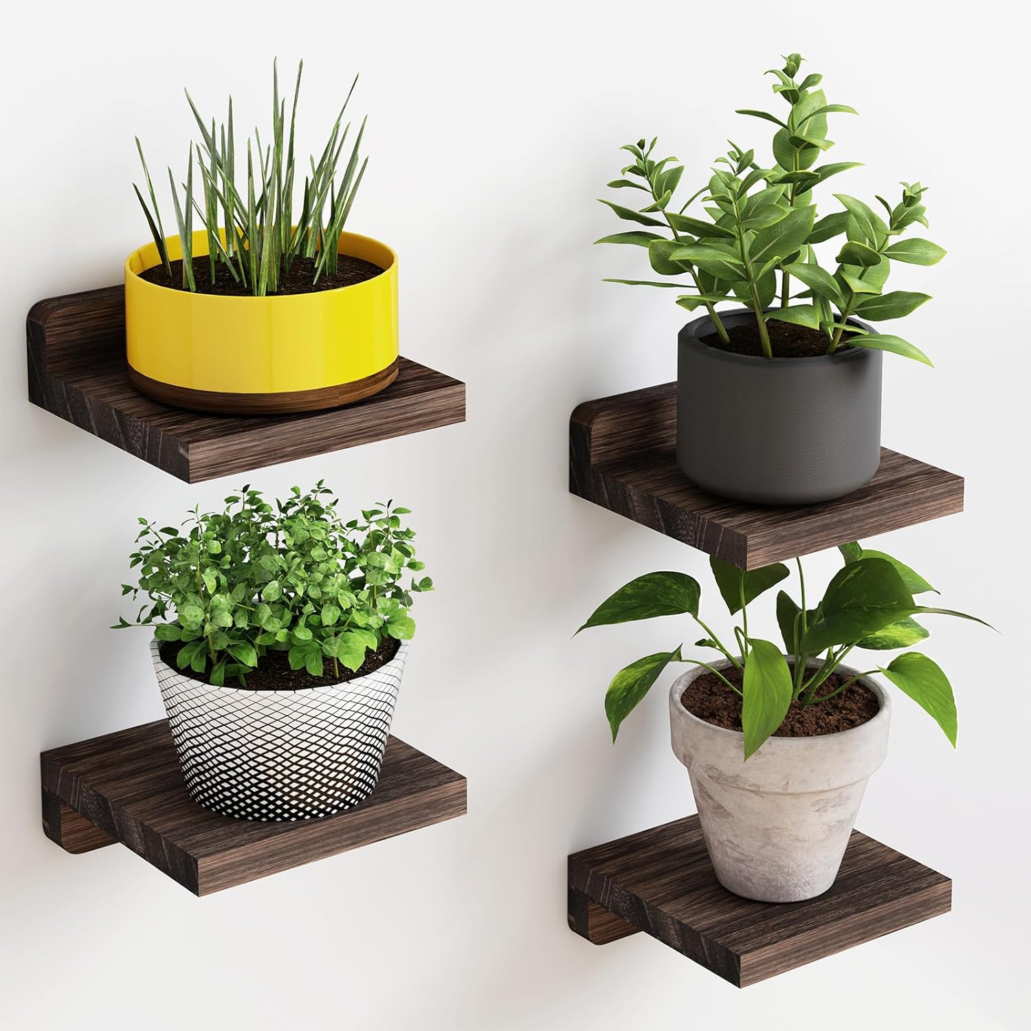 Fixwal Floating Wall Shelves Set of 4 5x5 Inches Dark Carbonized Black