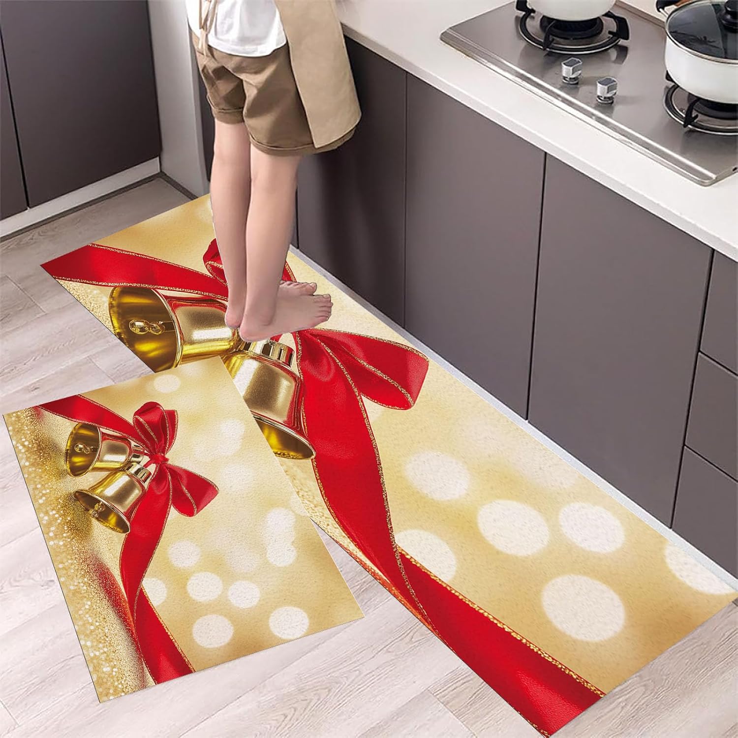 JRZEOCI Kitchen Mat Set 2PCS Waterproof Non-Slip 1