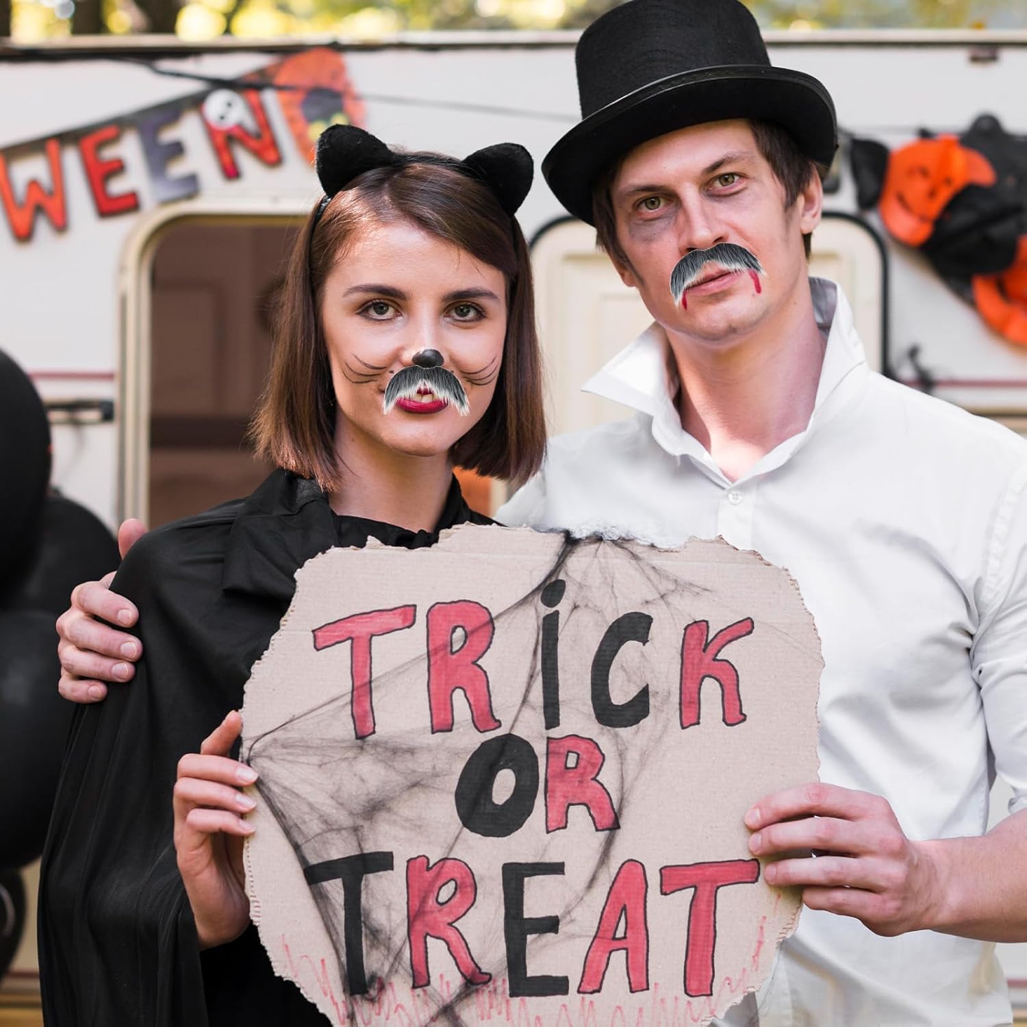Tucnoeu 2Pcs Realistic Fake Mustaches for Halloween and Cosplay 1