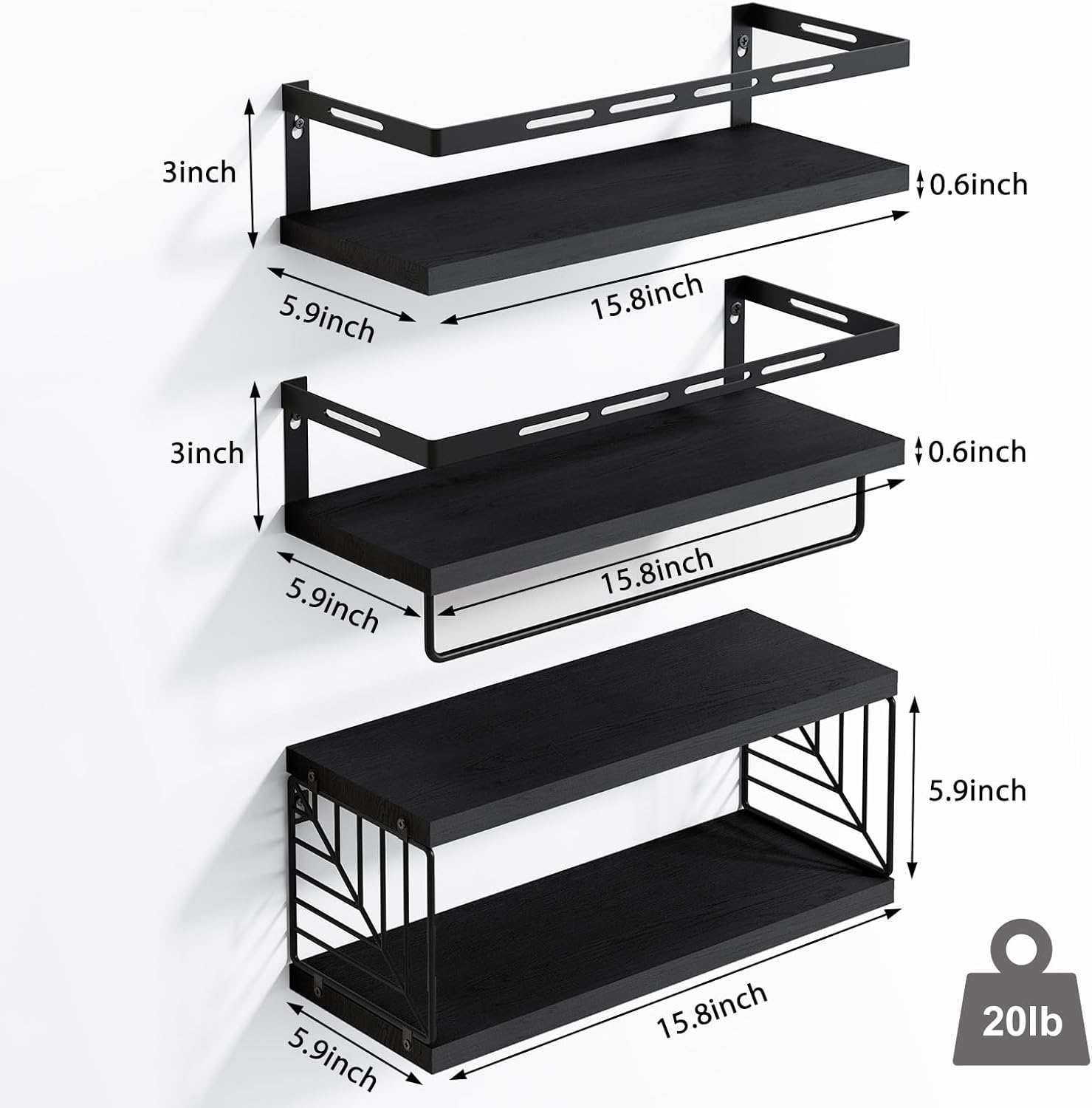 Fixwal 31 Tier Bathroom Floating Shelf with Towel Bar