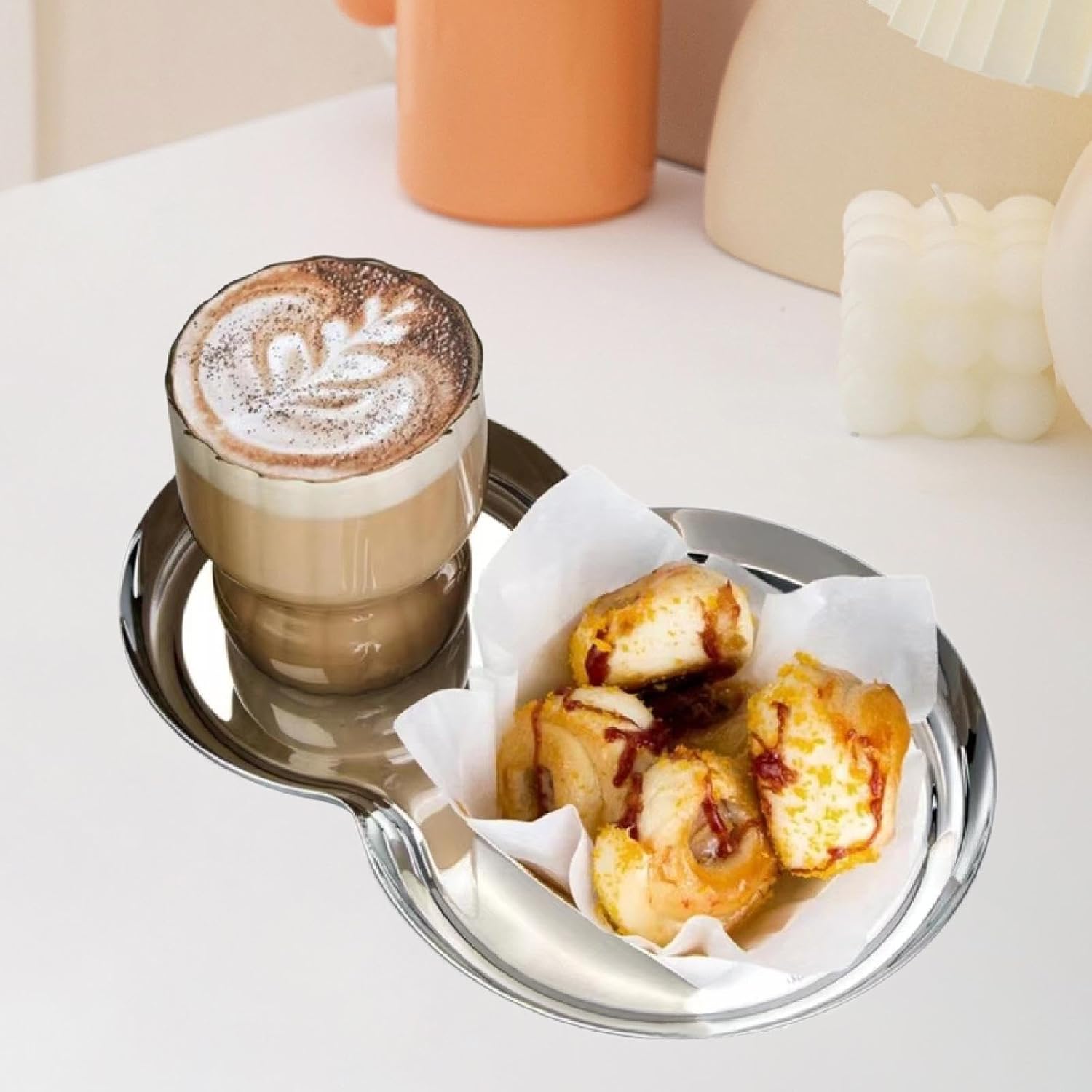 Stainless Steel Elegant Serving Tray for Dessert and Decor