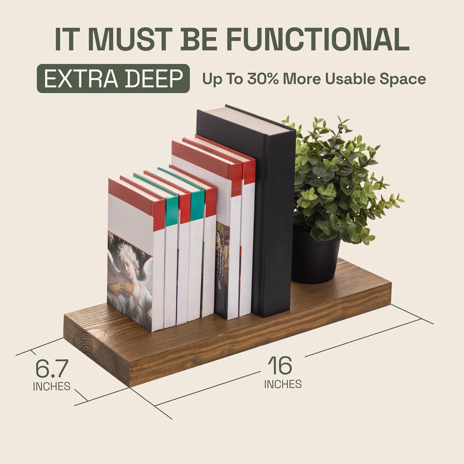 BAOBAB WORKSHOP Floating Shelves Set of 2 - 16D x 67W Walnut