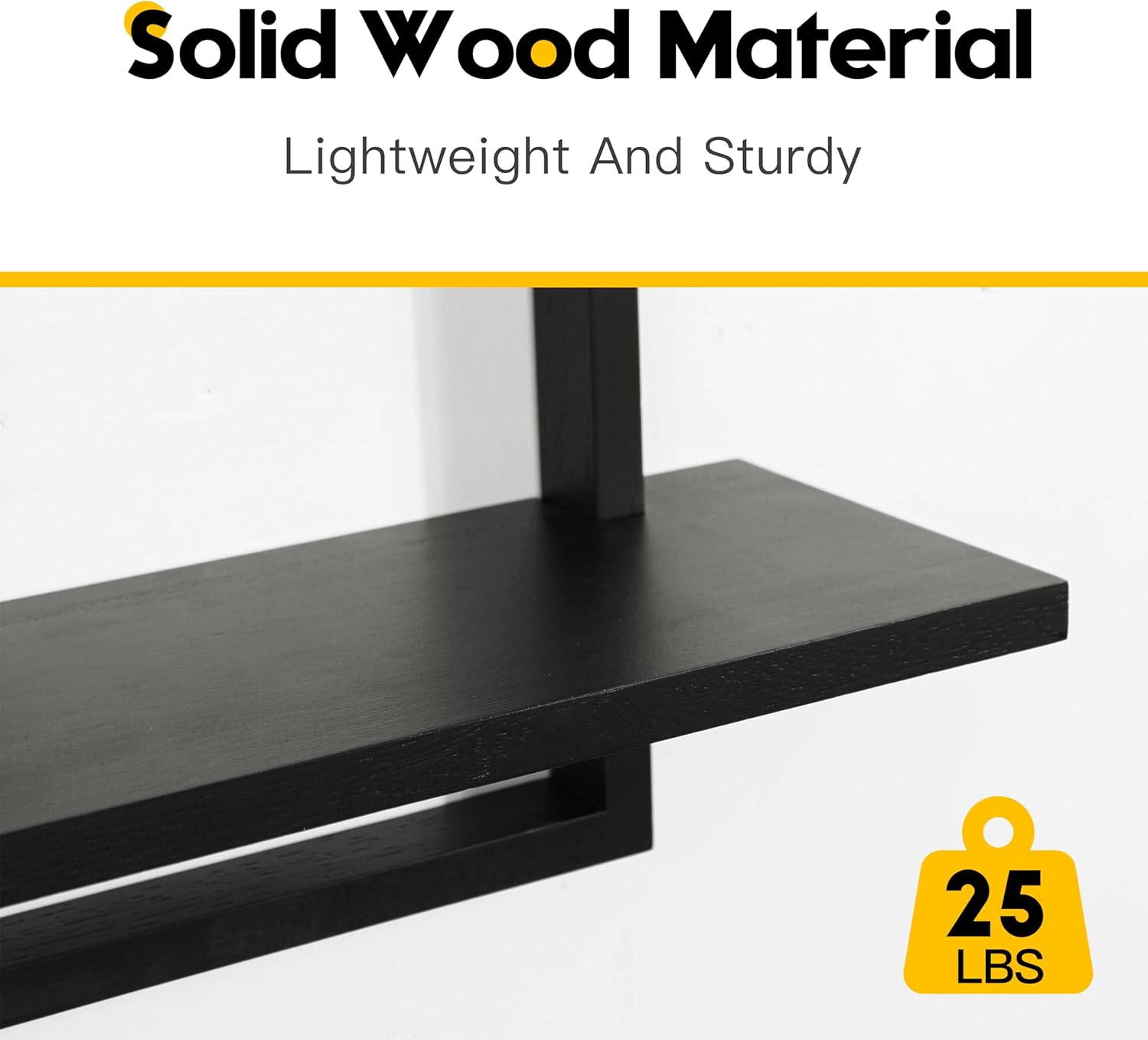 PHOENANCEE Square Floating Shelves Black Set of 2