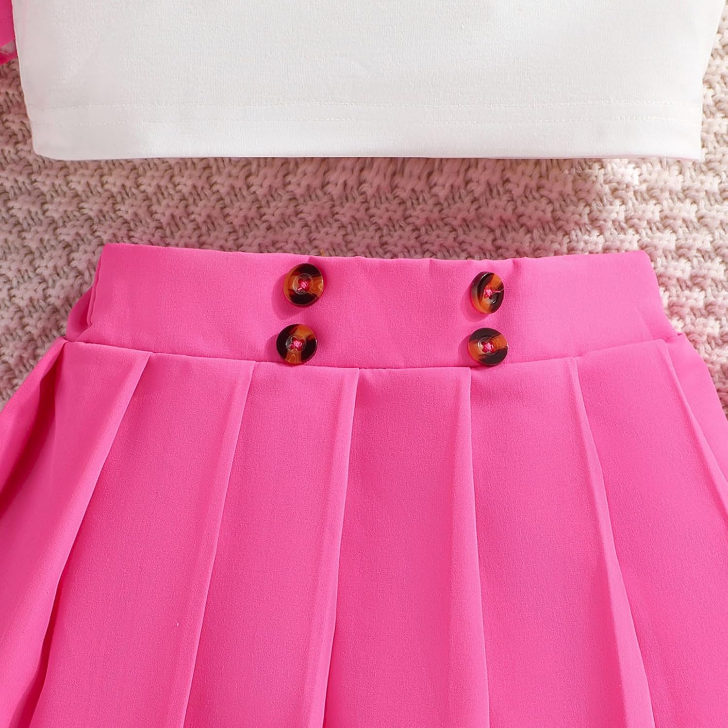 Toddler Girls Summer Solid Short Skirt Set with Crop Top