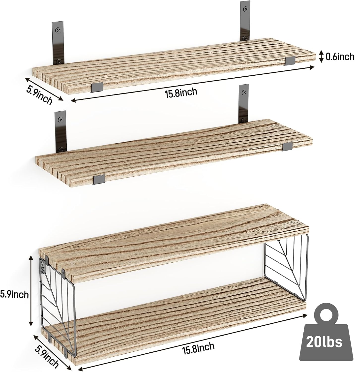 Fixwal 31 Tier Floating Shelves Over Toilet Storage Wood Unit Rustic Brown